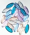25 20x8mm Transparent Pastel Mix Long Flat Oval Beads